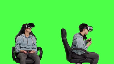 Jugendlicher-Verliert-Gameplay-Mit-VR-Headset-In-Der-Handy-App